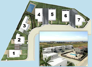 Development Plan of a small residentail complex near Larnaca - there are 7 new homes in all.
